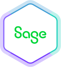 Logo von Sage in einem Sechseck, das einen Connector symbolisiert