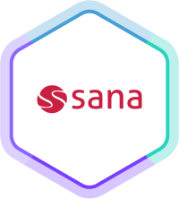 Logo von SanaCommerce in einem Sechseck, das einen Connector symbolisiert