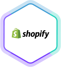 Logo von Shopify in einem Sechseck, das einen Connector symbolisiert