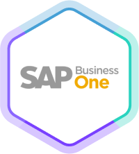 Logo von SAP Business One in einem Sechseck, das einen Connector symbolisiert
