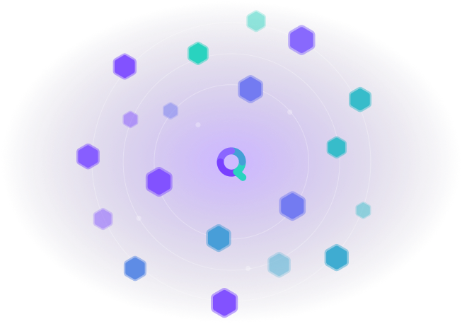 synQup logo in the center is surrounded by many different types of connectors