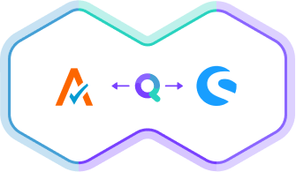 Logo von synQup in der Mitte verbindet Avalara (linke Seite) mit Shopware 6 (rechte Seite)