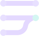 Icon for data mapping in the form of three horizontal lines lying one above the other, two of which meet at a point