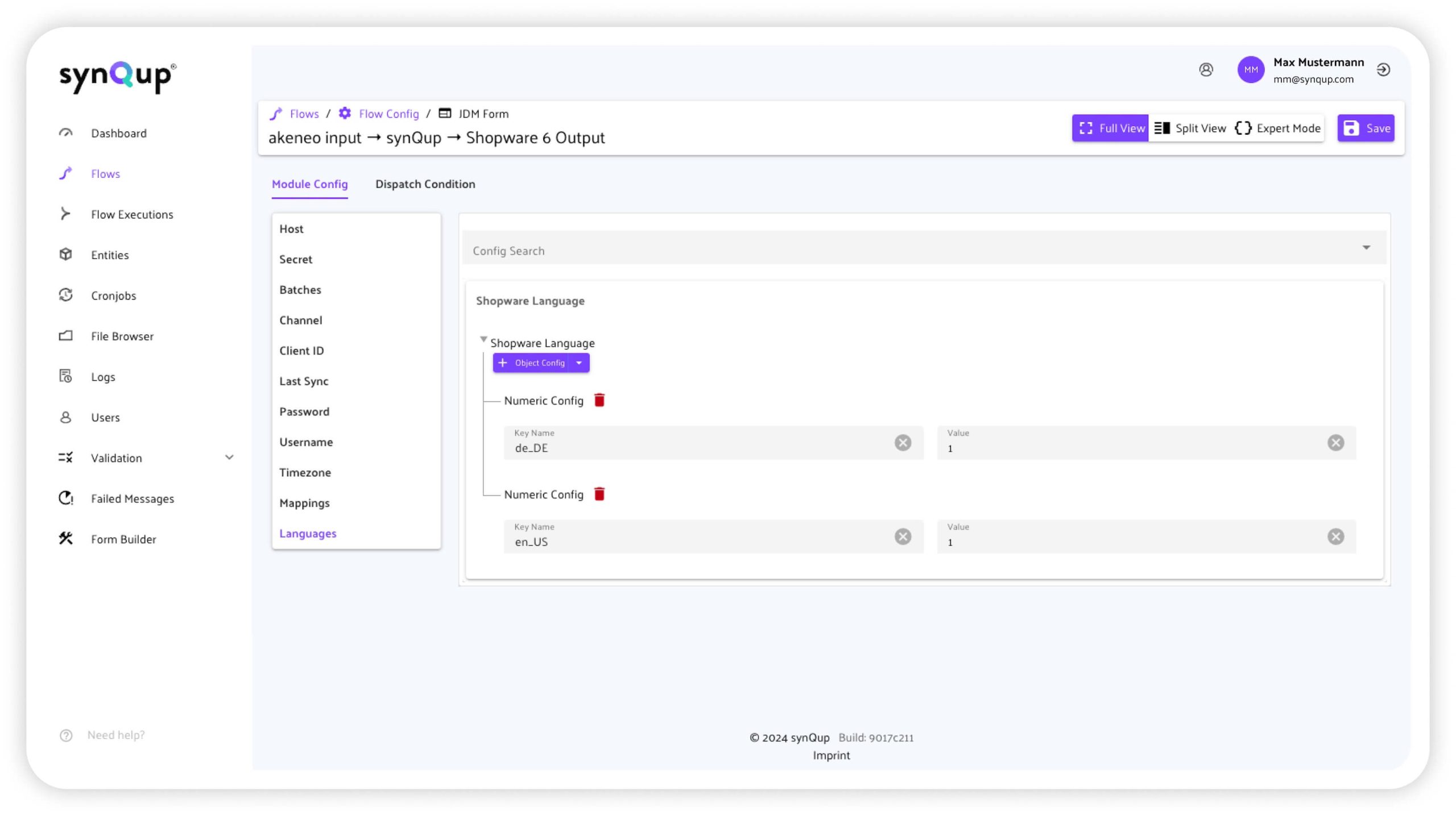 Screenshot des synQup Dashboards in der Full-View