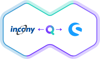 Logo von synQup in der Mitte verbindet Icony PIM (linke Seite) mit Shopware 6 (rechte Seite)