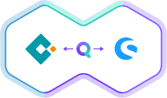 synQup's logo in the middle connects microtech (left side) with Shopware 6 (right side)