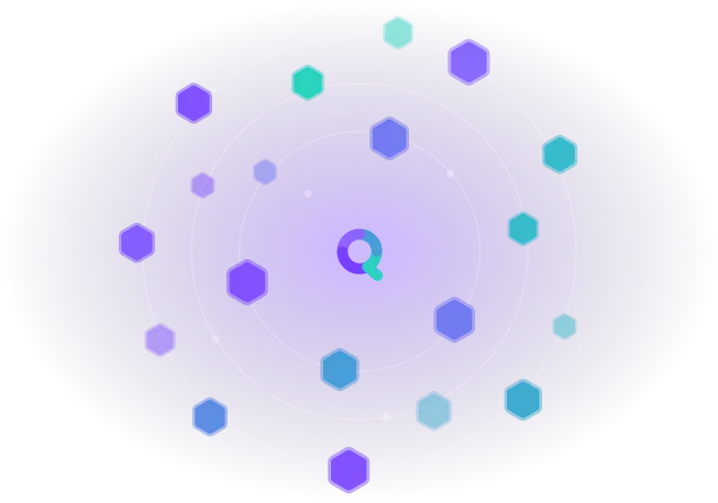 synQup logo in the center is surrounded by many different types of connectors